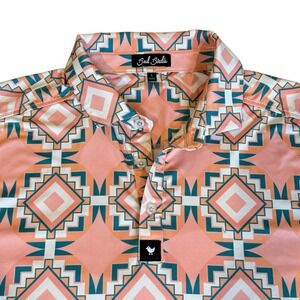 Bad Birdie Polo Shirt Mens XL Pink Geometric Summer Performance Golf Hex